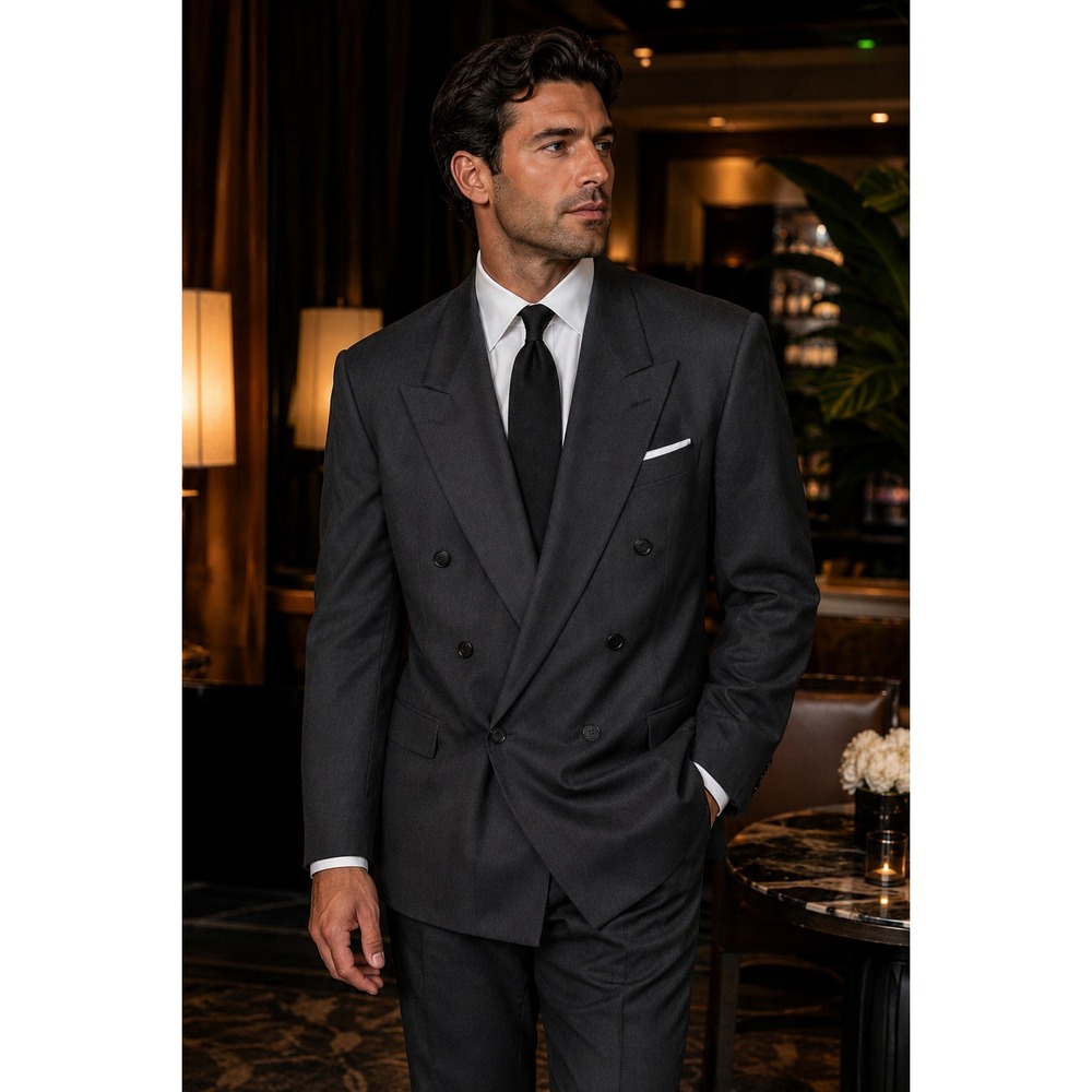 Givenchy Blazer Men's 42 R Large‎ Charcoal Grey Double Breasted Classic Vintage